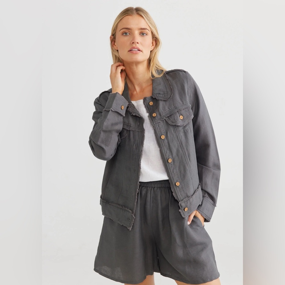 THE SHANTY CORPORATION Australia Monza XS 100% Linen Shirt Jacket Shacket